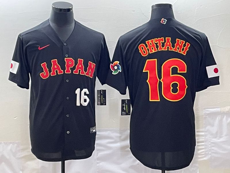 Men 2023 World Cub Japan #16 Ohtani Black Nike MLB Jersey3->more jerseys->MLB Jersey